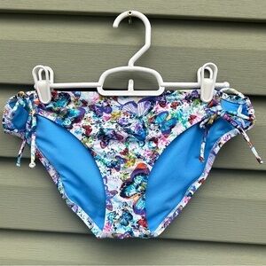 Profile Blush Side Tie Butterfly Print Low Rise Bikini Swimsuit Bottoms Size M
